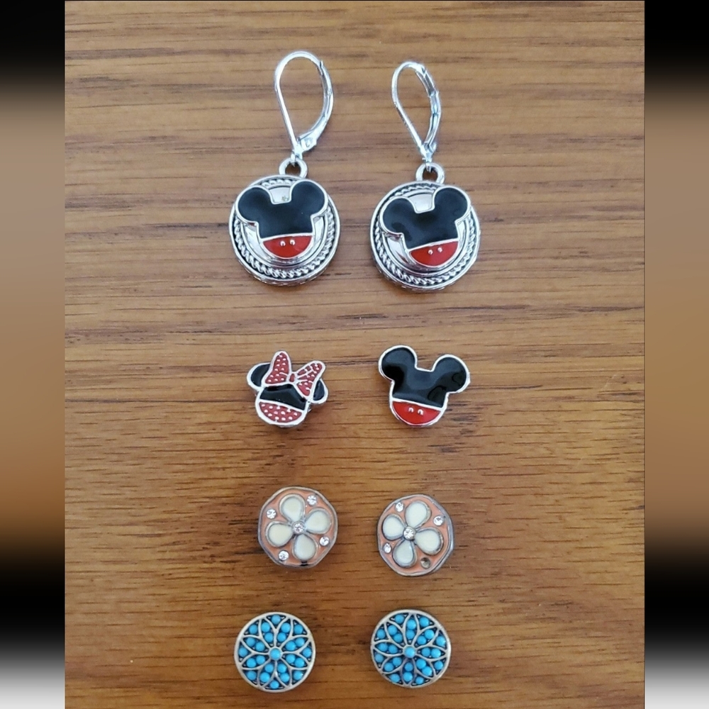 Ginger Snap Mickey Mouse Earrings with Extra Petite Snaps, Lot of 10 pieces